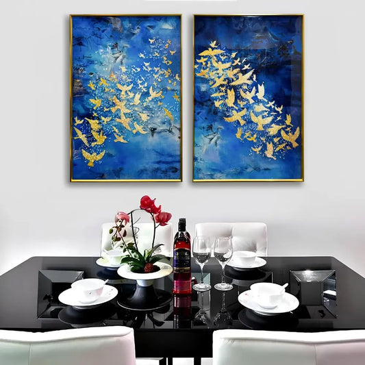 YF Free Spirited Birds Crystal Glass Painting – Set of 2