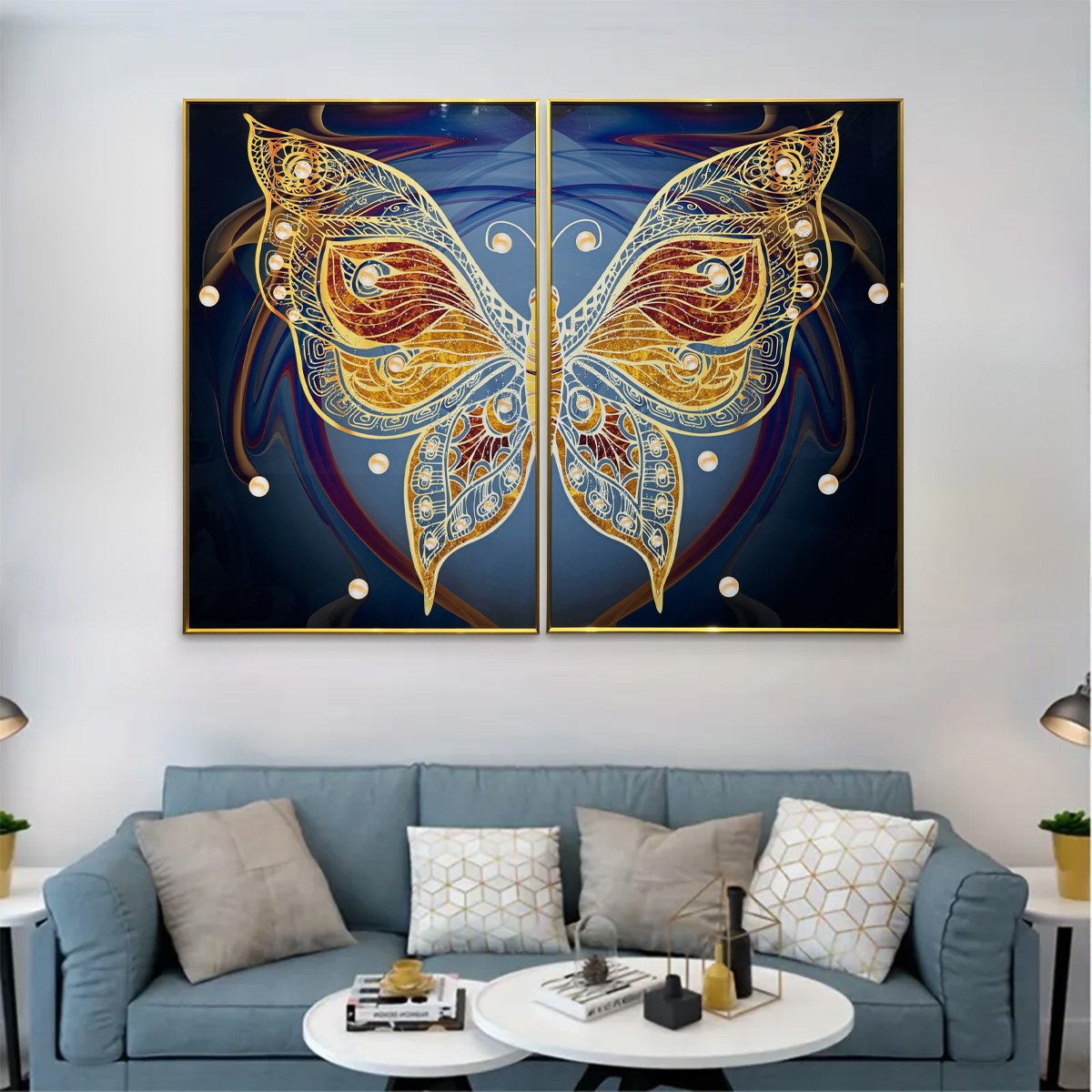 YF Rainbow Butterfly Crystal Glass Painting – Set of 2