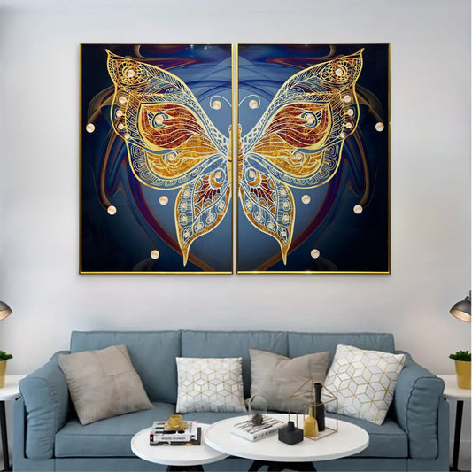 YF Rainbow Butterfly Crystal Glass Painting – Set of 2