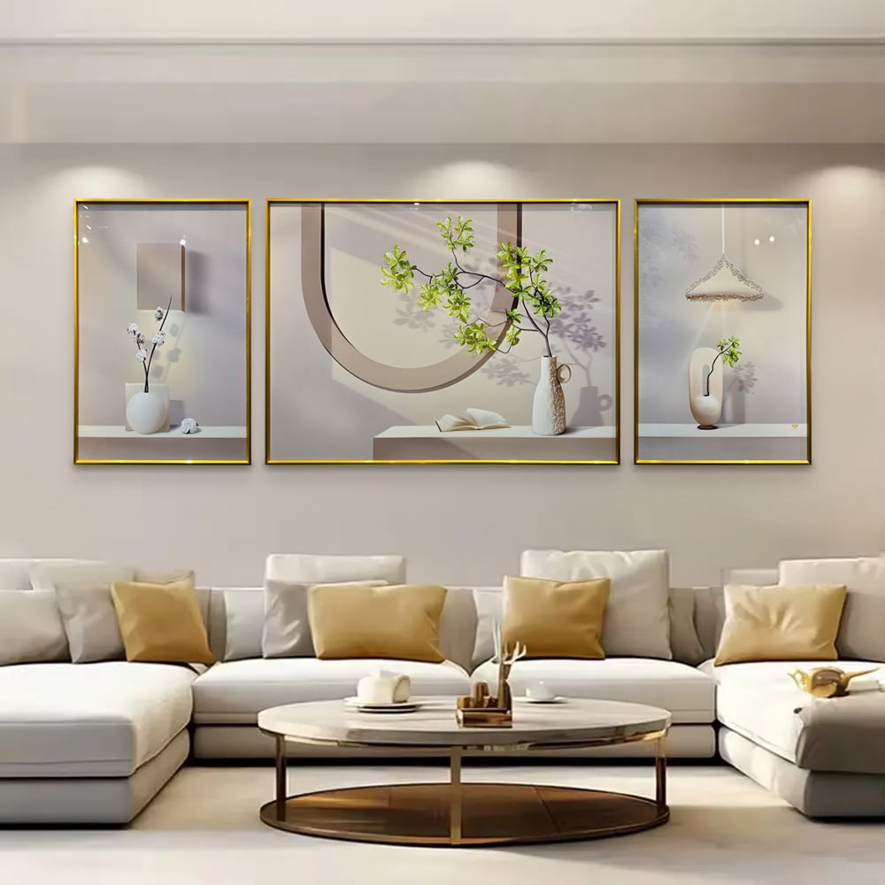 YF Modern Tranquility Premium Crystal Glass Painting – Set of 3