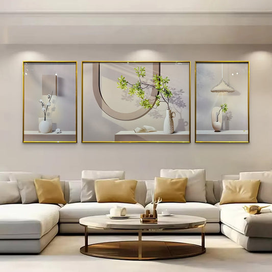 YF Modern Tranquility Premium Crystal Glass Painting – Set of 3