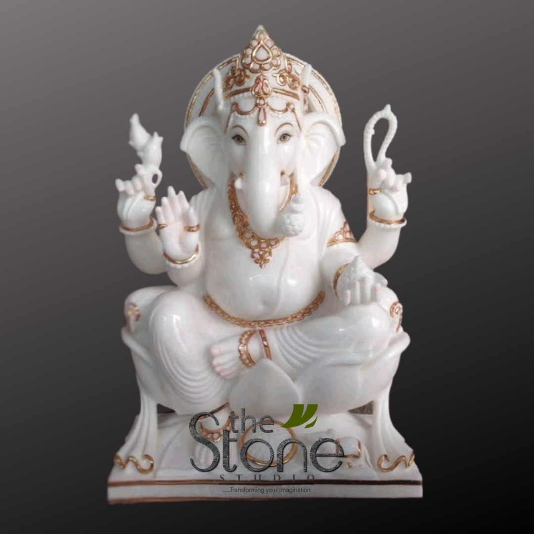 Ganesha Marble Statue in Sitting Position 2′
