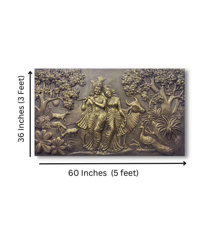 5x3 Feet Radha Krishna 3D Elevation Sculpture Relief Mural Wall Art