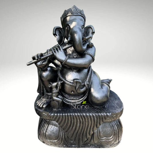 Flute Ganesha Stone Statue 5ft
