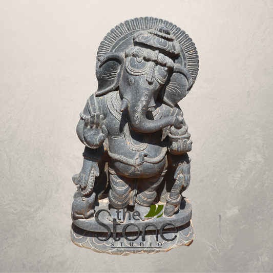 Ganapati Murti Standing Black Stone 24″