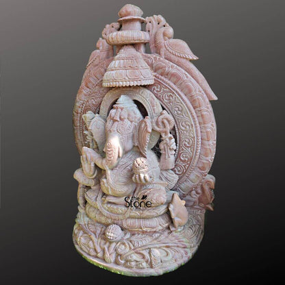 Pink Stone Ganesha Statue For Home 18″