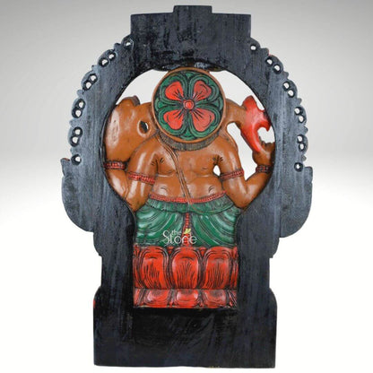Large Wood Ganesh with Lakshmi Statue 3ft
