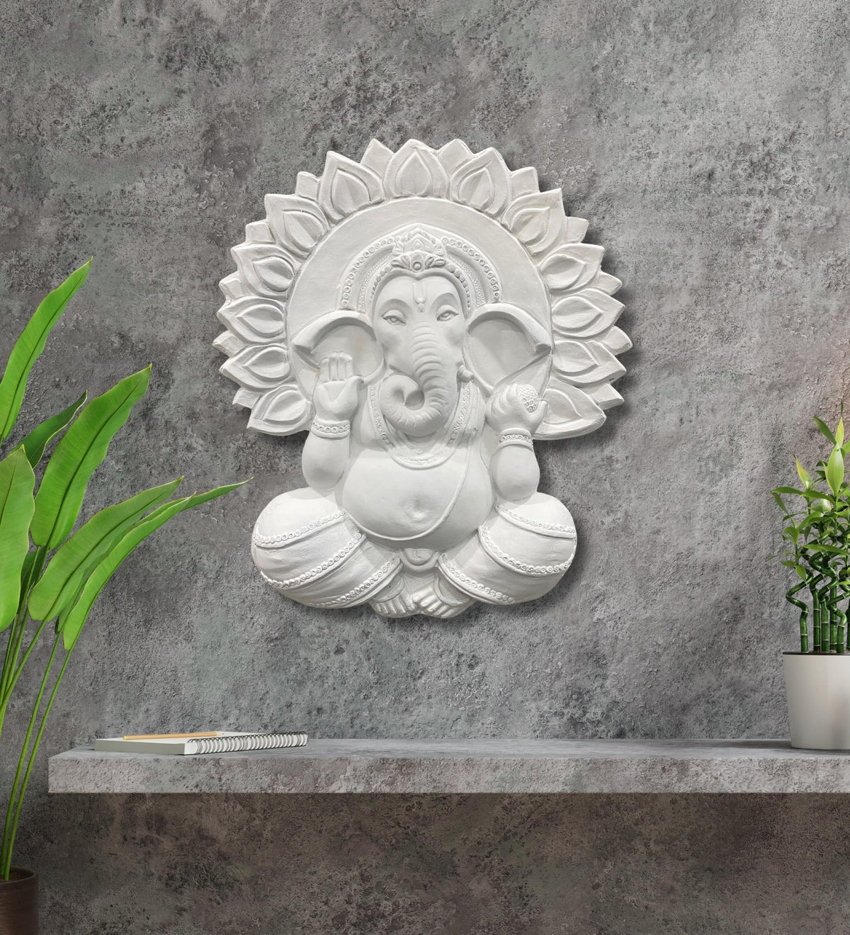 Ganesha With Chakra 3D Relief Mural Wall Art