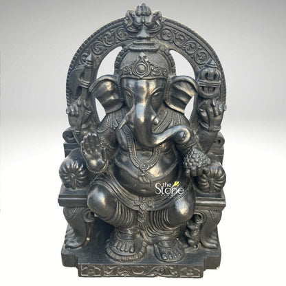 Lord Ganesha Black Stone Statue 2ft