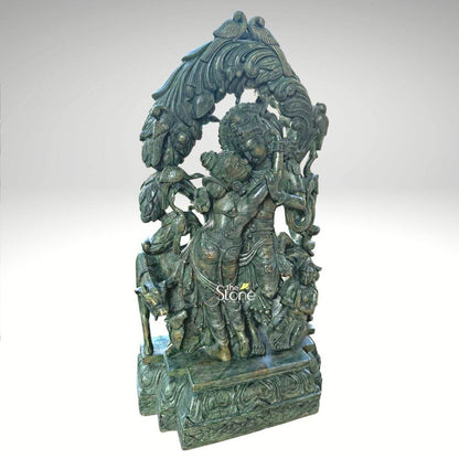 Green Stone Radha Krishna Statue 1.5ft