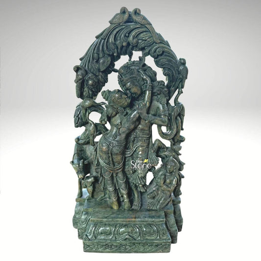 Green Stone Radha Krishna Statue 1.5ft