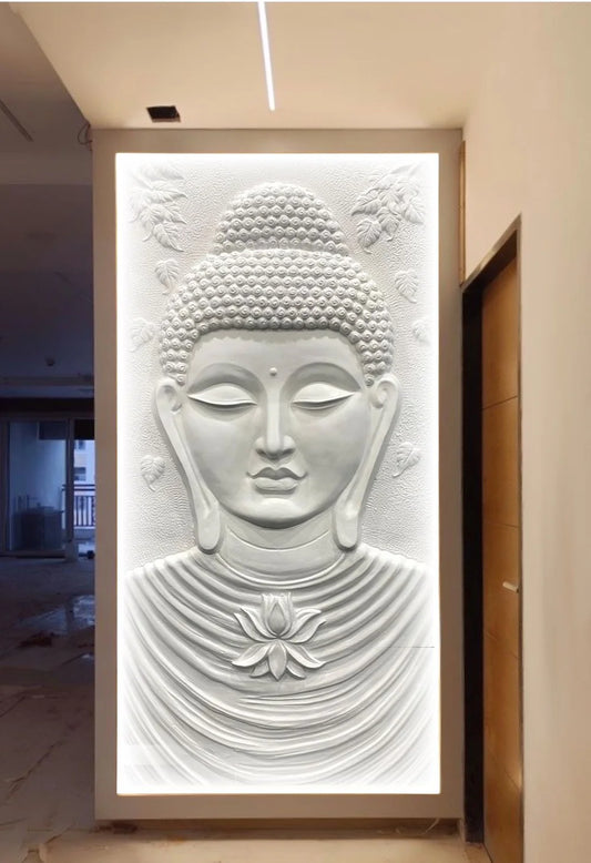 Large Size Calm And Peaceful Buddha 3D Relief Mural