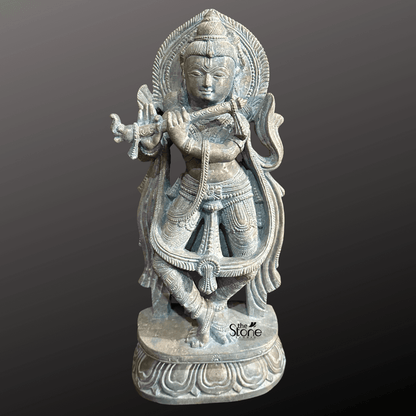Krishna Moorti with Flute in Soap Stone 15″