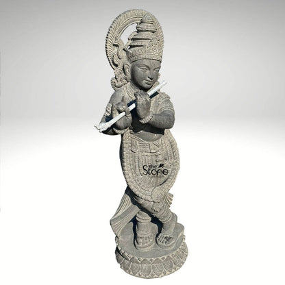 Black Stone Krishna Statue 3.5ft