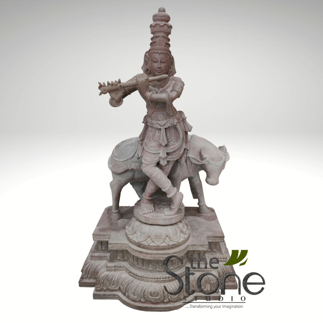 Krishna with cow statue 18″