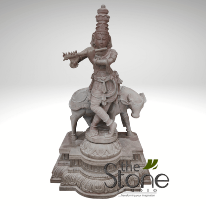 Krishna with cow statue 18″