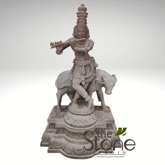Krishna with cow statue 18″