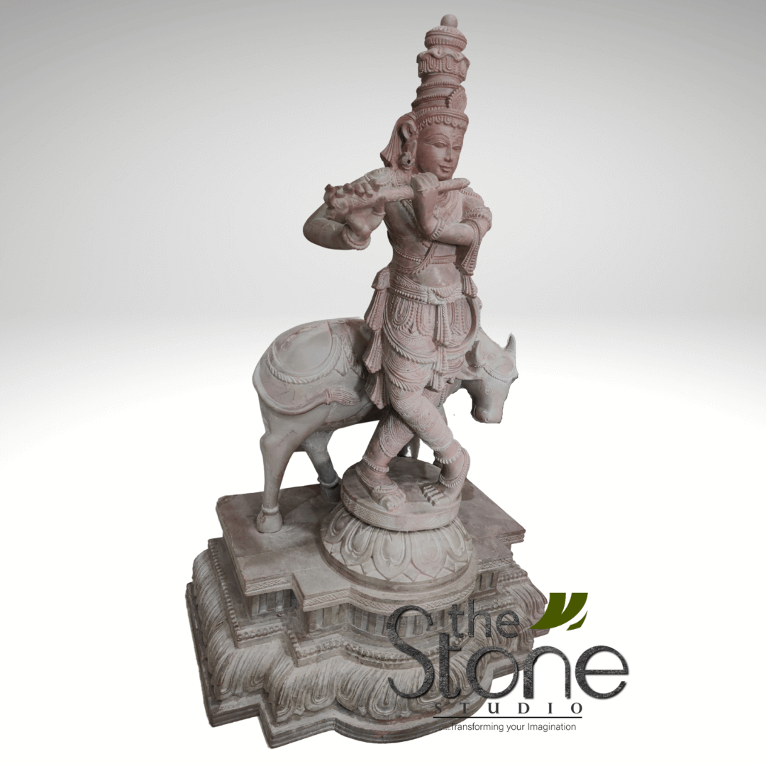 Krishna with cow statue 18″