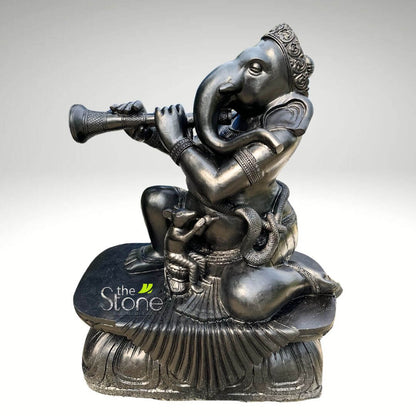 Large Stone Ganesha Playing Shehnai 60″