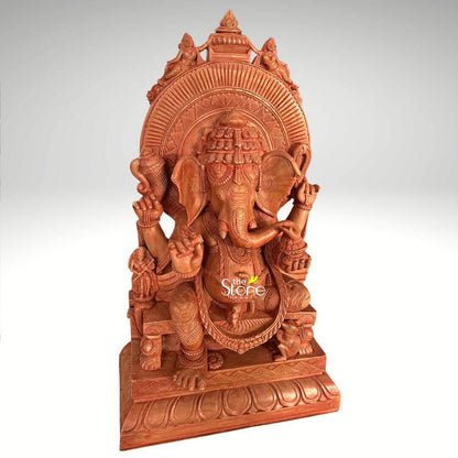Pink Stone Sitting Ganesha Statue 2ft
