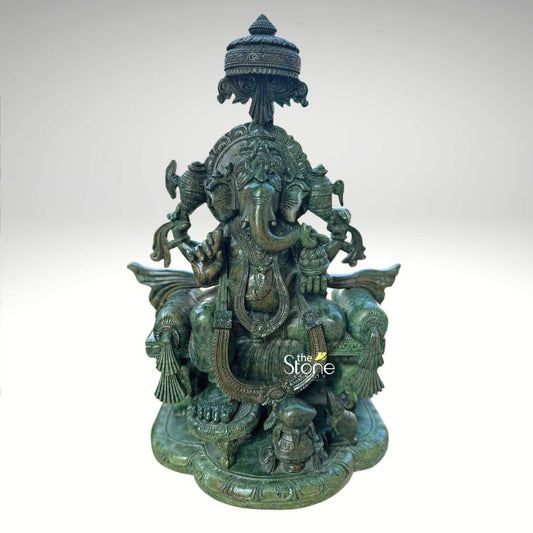 Lord Ganesha Idol In Green Stone 1.5ft