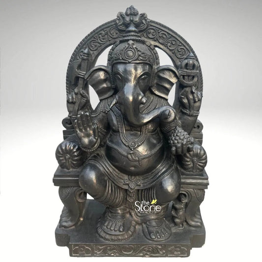 Lord Ganesha Black Stone Statue 2ft