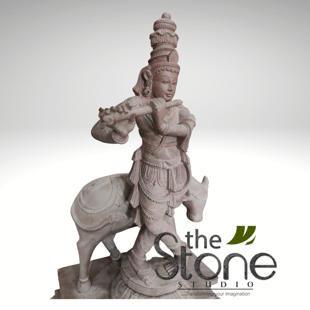 Krishna with cow statue 18″