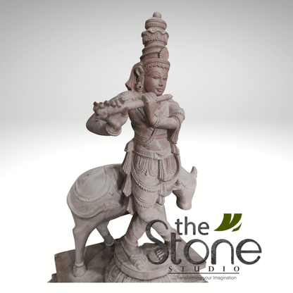 Krishna with cow statue 18″