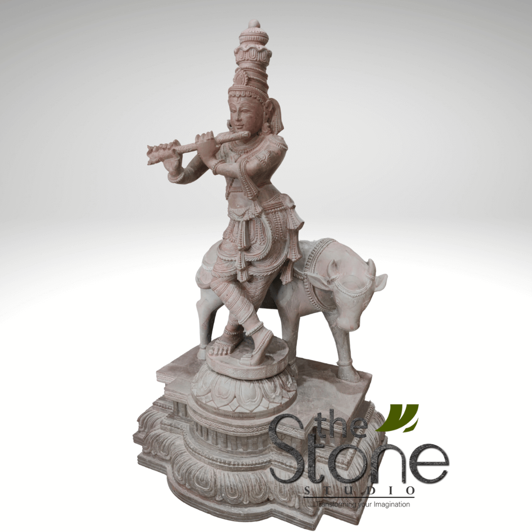 Krishna with cow statue 18″