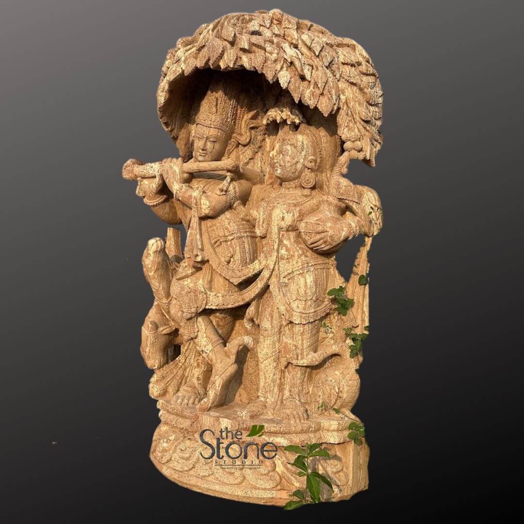 Radha Krishna Sculpture Standing Under A tree 6ft