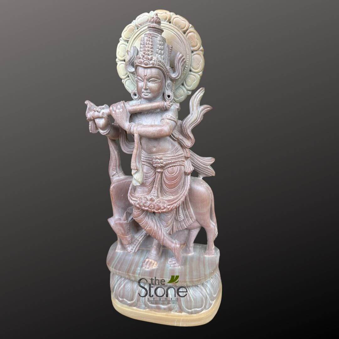 Krishna with Cow Gift Statue 12″