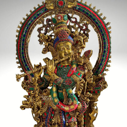 Brass Krishna Statue 32″