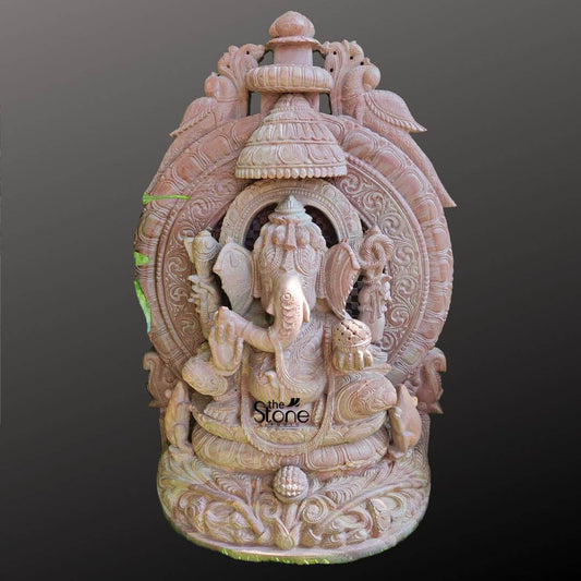 Pink Stone Ganesha Statue For Home 18″
