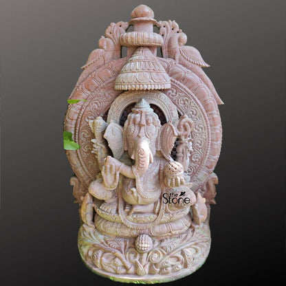 Pink Stone Ganesha Statue For Home 18″
