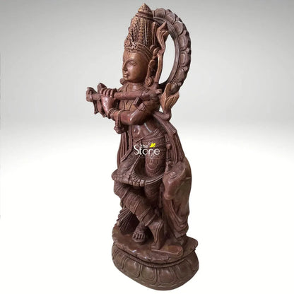 Lord Krishna Pink Stone Statue 2ft