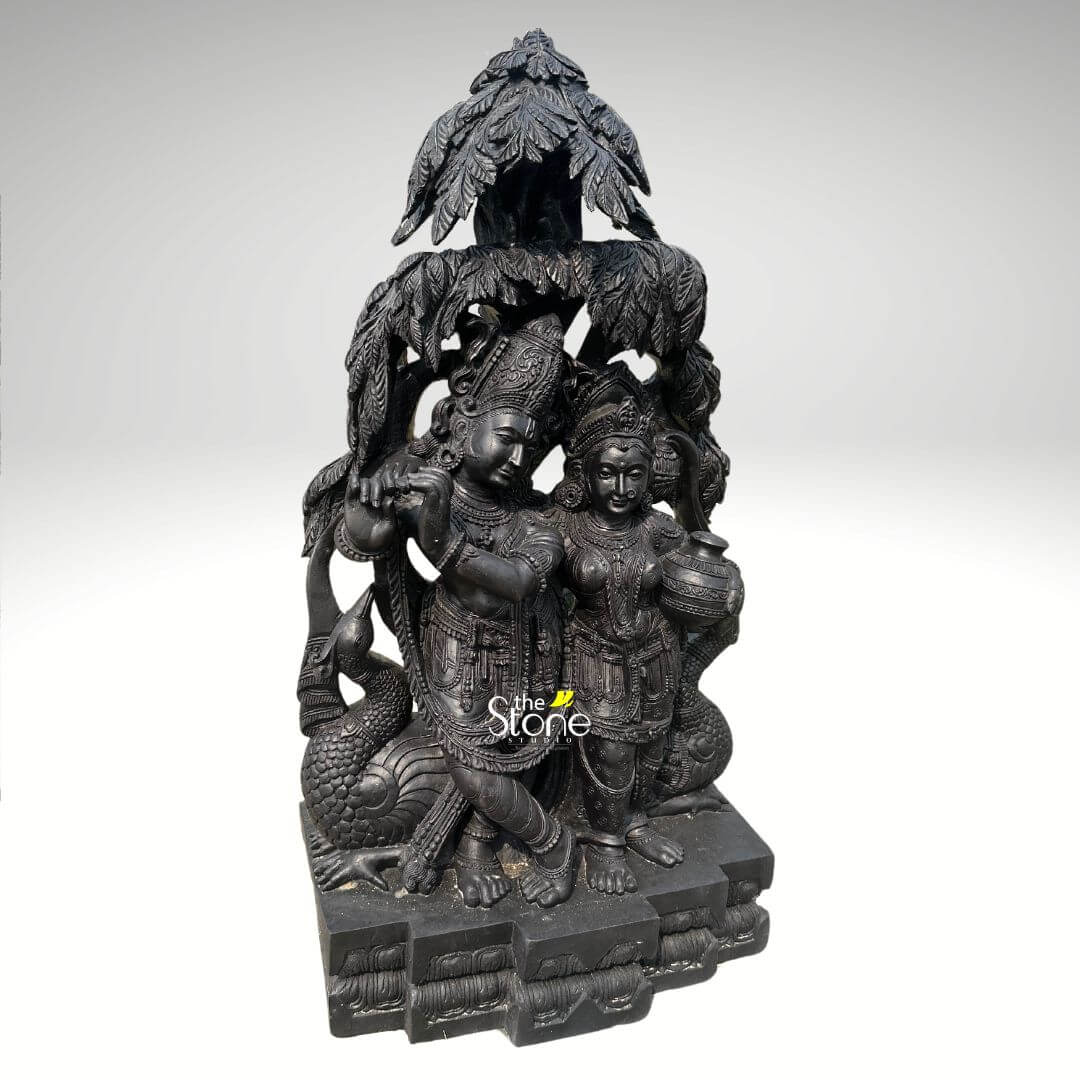 Black Stone Radha Krishna Idol 46″