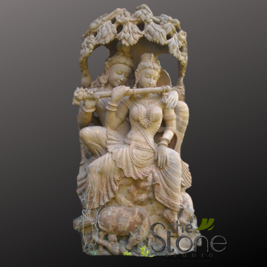 Radha Krishna Statue with Deer 5ft