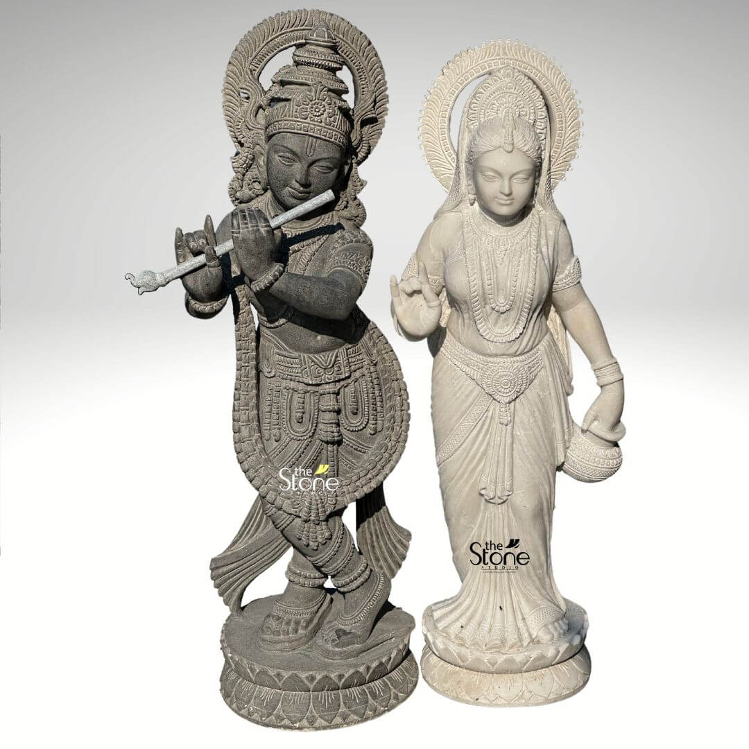 Radha Krishna Stone Statue 3.5ft