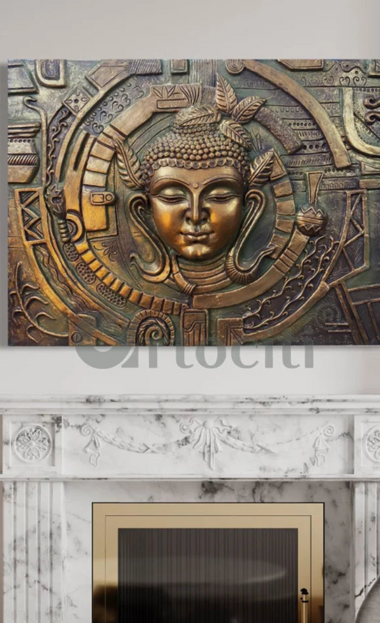 Versace Inspired 3D Buddha Relief Mural Wall Art
