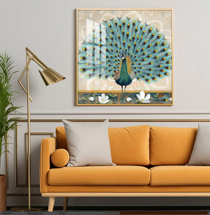 Beautiful Peacock Premium Acrylic Square Wall Art