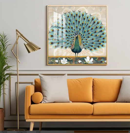 Beautiful Peacock Premium Acrylic Square Wall Art