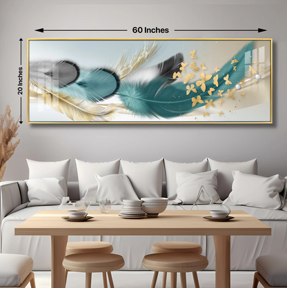 Feathers and Butterflies Premium Acrylic Horizontal Wall Art