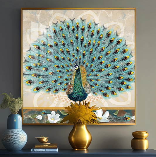 Beautiful Peacock Premium Acrylic Square Wall Art