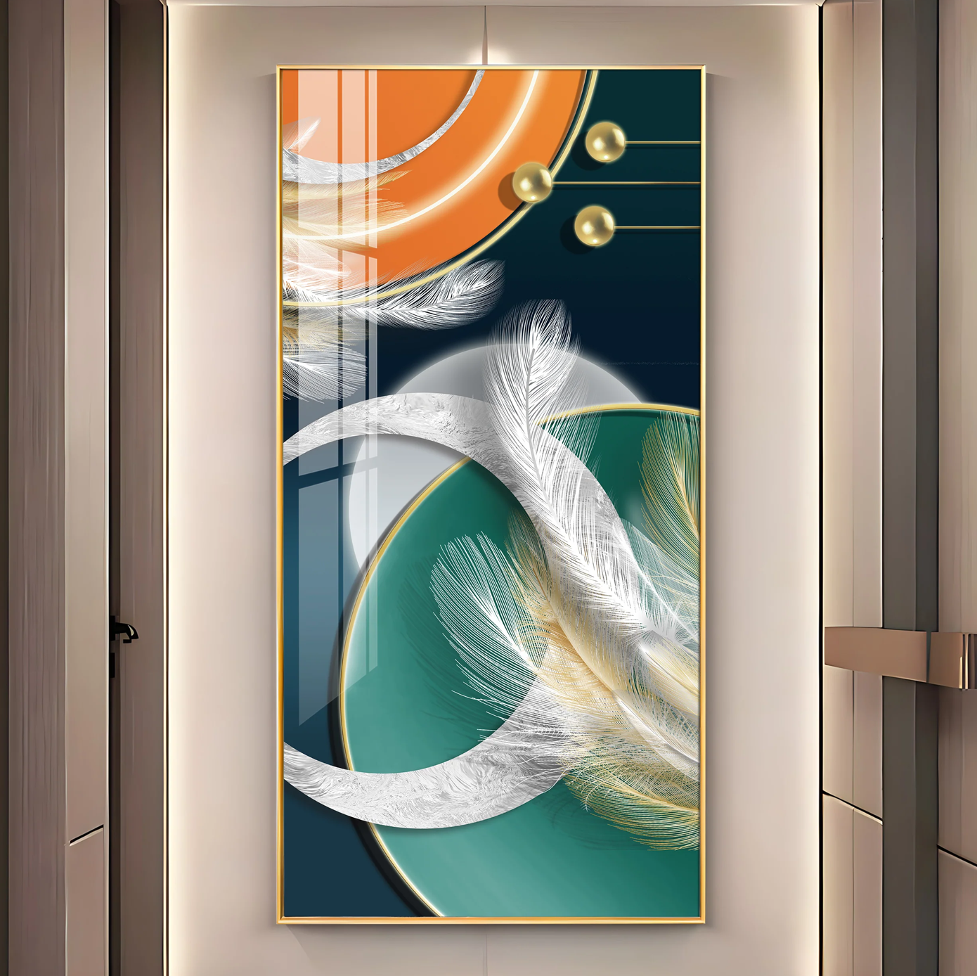 Feathers of Turquoise Premium Acrylic Vertical Wall Art