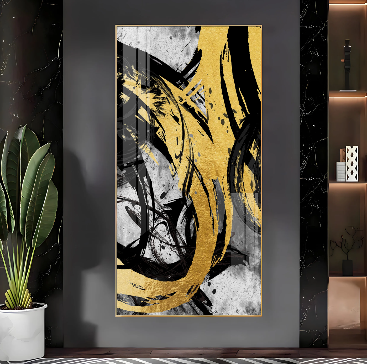 Brush Art Premium Acrylic Vertical Wall Art