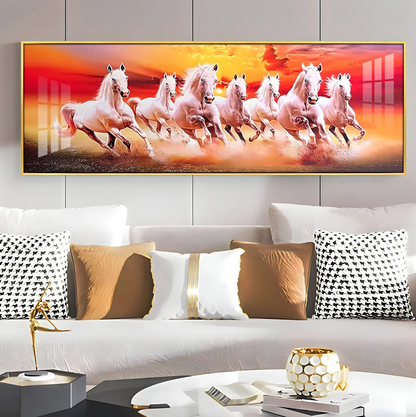 Seven Running Horses Premium Acrylic Horizontal Wall Art