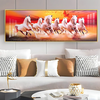Seven Running Horses Premium Acrylic Horizontal Wall Art