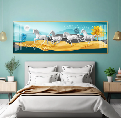 Beautiful Vastu Running Horse Premium Acrylic Horizontal Wall Art