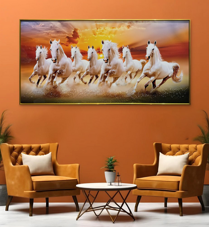 YF 7 Running Horse Vastu Crystal Glass Painting