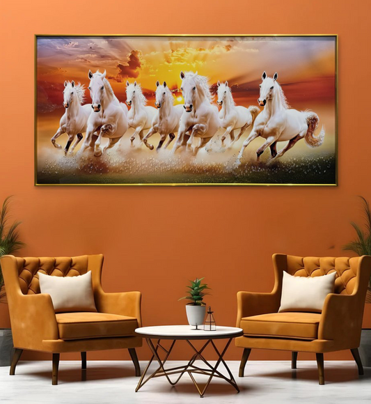 YF 7 Running Horse Vastu Crystal Glass Painting